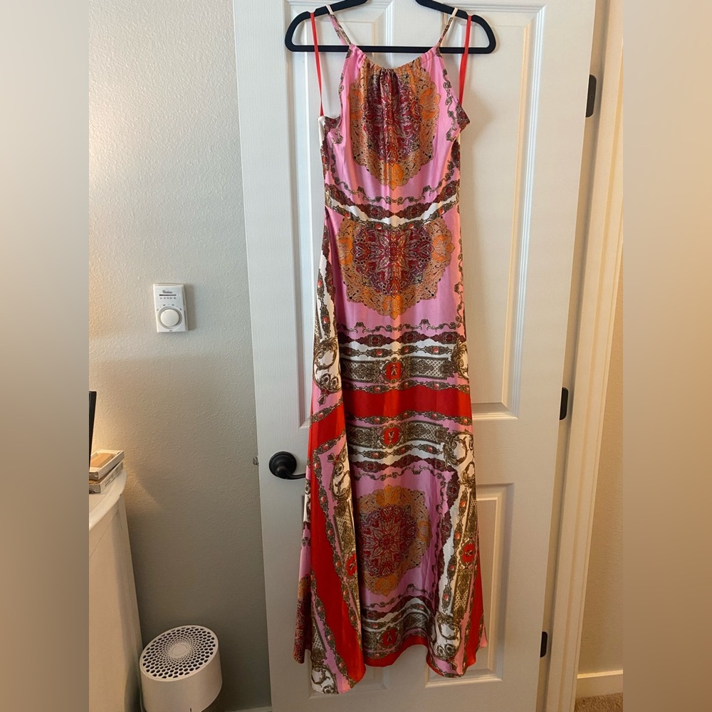 Aakaa Pink and Red Patterned Maxi Dress NWOT - Picture 3 of 6